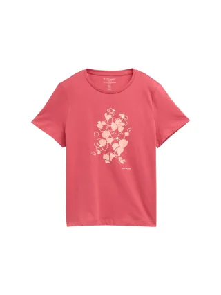 Tom Tailor - T-Shirt mit Print berry red - Gr. - XXXL