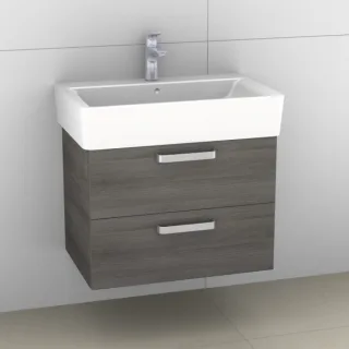 Artiqua 412 Waschtischunterschrank für Connect Cube E7736 Graphit Struktur quer, 412-WU2L-I16-7098-4 412-WU2L-I16-7098-401