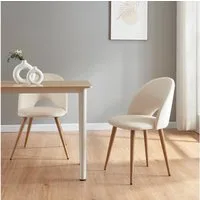 en.casa Esszimmerstuhl (Set, 2 St), »Karijoki« Polsterstühle Metallbeine 77 x 50 x 55 cm Beige/Holzoptik