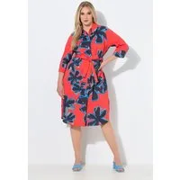 Ulla Popken Midikleid Hemdblusen-Midikleid Blüten A-Linie 3/4-Arm