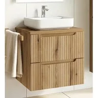 Lomadox Waschtisch NEWPORT-56-EVOKE, 60 cm, Eiche mit gerillter Front