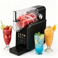 Vankel Slush-Eismaschine 8-in-1 Slushmaker, Ohne Eis Benötigt, Selbstreinigung, Eismaschine, 1,8 l, 200 W, 10 Konsistenzstufen für Slush, Milchshake, Frappé, Softeis