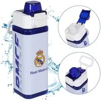 Real Madrid Trinkflasche Real Madrid Blau-weiße Flasche mit Mundstück und Griff,Jungen 500ml