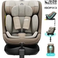 Daliya® Autokindersitz BRAVO i-Size Auto-Kindersitz, 360° drehbar, mitwachsend, atmungsaktiv, ab: ab Geburt, bis: bis 12 Jahre, ab: 40 cm, bis: 150 cm, (Neugeborenen-Set, 4-tlg), 8 Stufen Sitzneigung, verstellbare Kopfstütze, Stützbein, Belüftet