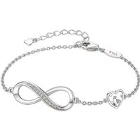 S&T Design Silberarmband Infinity Armband Damen 925 Sterling Silber Unendlichkeit Herz (Echt Silber, inkl. Verpackung), Verstellbares Armband – Geschenk für Frau, Freundin & Mutter