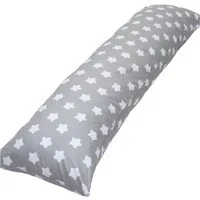 EMI & SAM Stillkissen Bezug Ersatzbezug 40x145cm für Seitenschläfer, 11L. Sterne Weiß / Grau - Bezug