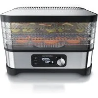 Arendo Dörrautomat mit Temperaturregler, 5 Etagen, 35-70°C, Edelstahl, Dörrgerät 400 W, 5 Etagen, Timer 24h, BPA-frei, für Fleisch/Obst/Gemüse, GS, 5 Einlegefächer