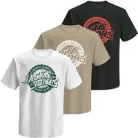 Jack & Jones T-Shirt 3er Pack JPRBLUBARON SS Tee Crew Neck mit Print auf der Vorderseite