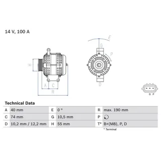Bosch Lichtmaschine 100A Mazda 6 Mx-5 0986083570