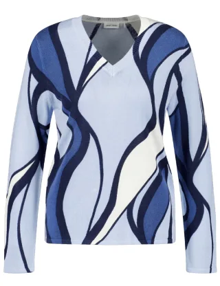 GERRY WEBER Collection - Pullover blau/weiß - Gr. - 38