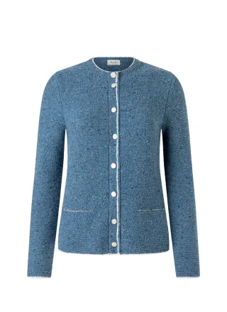 MAERZ Muenchen - Strickjacke Knopf 1/1 Arm blue horizon - Gr. - 48