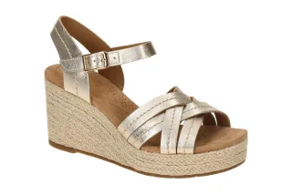 Clarks 26181463 4 Sabina Strap Damen Sandalette Gold-champagne mit Keilabsatz