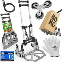 Gardebruk Sackkarre, Aluminium Treppenkarre klappbar 80 kg inkl. Handschuhe Transport