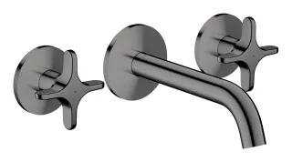 Hansgrohe 3-Loch Waschtischarmatur AXOR One Unterputz Wandm. 160mm Kreuzgriff polished black chrome 48130330