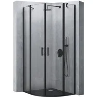 Mai & Mai Eckdusche Duschabtrennung Rav52K Viertelkreis ESG-Sicherheitsglas Schwarz, BxT: 80x80 cm, Einscheibensicherheitsglas, mit Drehtür, Nano-Beschichtung