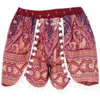 Guru-Shop Hose & Shorts Leichte Pantys, Print Shorts mit Bommeln -.. alternative Bekleidung