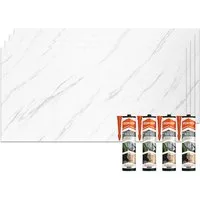 IZODEKOR 3D Wandpaneel IZODEKOR Wandverkleidung Marmoroptik 120x60cm Alternative zu Badfliese, Direkt auf Fliesen montierbar, fleckenabweisend