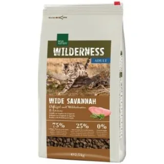 REAL NATURE WILDERNESS Trockenfutter Katze, Adult, Wide Savannah, Geflügel mit Wildschwein und Lamm 2,5 kg