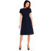 Awama Midikleid mit kurzen Ärmeln und ausgestelltem Rockteil