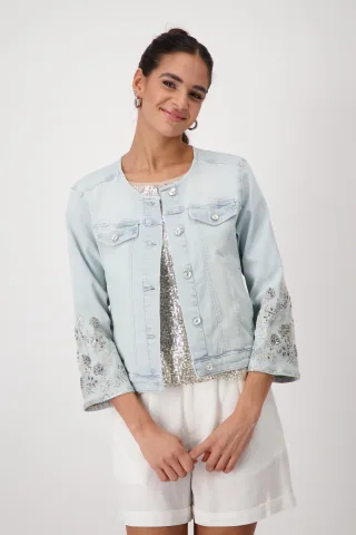 monari - Jeansjacke mit Stickerei jeans - Gr. - 40