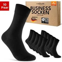 sockenkauf24 Businesssocken Premium Socken mit Komfortbund Herren & Damen Business Socken (Schwarz, 10-Paar, 47-50) aus gekämmter Baumwolle mit Pique-Bund, ohne Naht