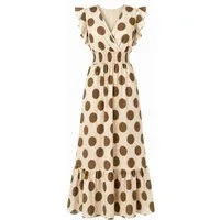 Elara Maxikleid Damen Maxikleid mit Punkten, Volantärmeln und elastischer Taille (1-tlg)