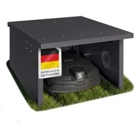 STEELSØN Mähroboter-Garage Drakon mit aufklappbarem Pultdach, BxTxH: 77x90x53,5 cm, für gängige Rasenmähroboter, (Anthrazit, Mähroboterhaus aus Metall, wetterfest), Rasenmäher Unterstand, mit Kabeldurchlass
