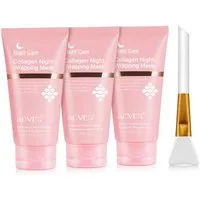 ALIVER Gesichtsmaske Collagen Maske Nachtmaske Gesichtsmaske Night Wrapping Mask mit Pinsel, 3-tlg., Spendet Feuchtigkeit, Anti Aging, Aliver, Nachtmaske