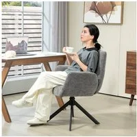 HOMCOM Relaxsessel Sessel Drehbar mit Armlehne, Wolle-Leinenoptik (Polsterstuhl, 1-St., Loungesessel), für Wohnzimmer, Schlafzimmer, Dunkelgrau