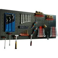 CCLIFE Lochwand Werkzeugwand Lochwand Metall Werkzeuglochwand Dreiteilig, 4 Stk., mit 34 Haken