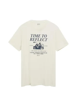 s.Oliver Red Label - T-Shirt mit Print beige - Gr. - S