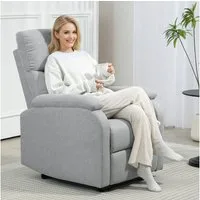 HOMCOM Relaxsessel Fernsehsessel mit Liegefunktion, Gepolstert TV-Sessel mit Leinenoptik (Liegesessel, 1-St., Ruhesessel), bis 150 kg belastbar für Wohnzimmer, Grau