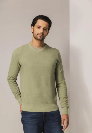State of Art - Pullover mit V-Ausschnitt grün - Gr. - L
