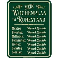 RAHMENLOS® Metallschild zum Ruhestand: Mein Wochenplan