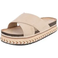 Ital-Design Damen Plateau-Pantolette mit Kreuzbanddesign Plateausandaletten (91895593) Flach Pantoletten in Beige