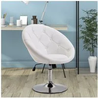 HOMCOM Relaxsessel höhenverstellbarer Drehhocker Drehstuhl (Relaxstuhl, 1-St., Arbeitshocker), Weiß, 71 x 59 x 78-90 cm