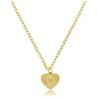 Made by Nami Herzkette Damen Gold mit Herz Anhänger aus Chirurgischem Edelstahl 40 + 5 cm, Wasserfester Schmuck Geschenk für Sie