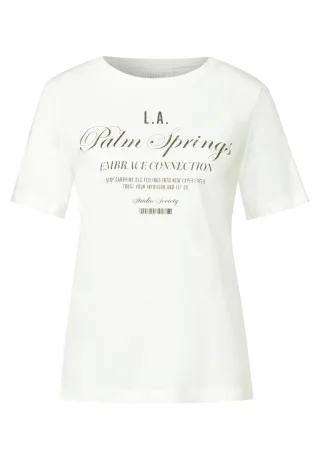 Street One - T-Shirt mit Wording weiß - Gr. - 36