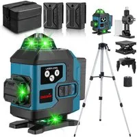 ONEVAN Laserwasserwaage 4D Laser 16 Linien Kreuzlinienlaser mit 1.5m Teleskopstativ, 2 x 3600mAh Akku, 4° Selbstnivellierende