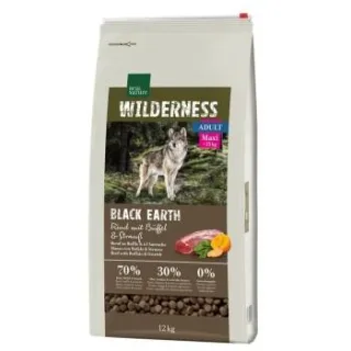 REAL NATURE WILDERNESS Trockenfutter Hund, Adult, Maxi, Black Earth Rind mit Strauß und Büffel 12 kg