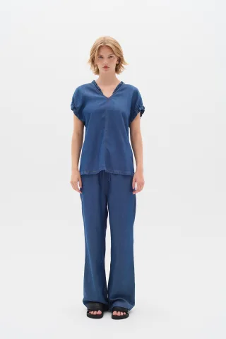 Kurzarm-Bluse Relaxed fit Medium Blue medium blue