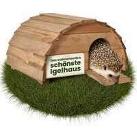 Zooprinz Igelhaus aus Massivholz mit Labyrintheingang, Winterfest, Wetterfest, Made in Europa