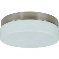 Licht-Erlebnisse Deckenleuchte KASAI, ohne Leuchtmittel, Deckenlampe Badezimmer Glas Nickel Mann rund 29 cm