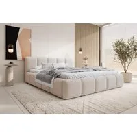 Compleo Polsterbett mit niedriges Kopfteil, Design Bett Abgerundet mit dicker Polsterung
