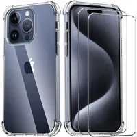 CoolGadget Handyhülle Transparent als 2in1 Schutz Cover Set für das Apple iPhone 13 6,1 Zoll, 2x 9H Glas Display Schutz Folie + 1x TPU Case Hülle für iPhone 13