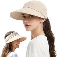 FOUORTUNATE-BEE Sonnenhut Sonnenhut Damen Top Abnehmbarer mit Reißverschluss Verstellbarer (Schirmmütze Damen Sommer Hut, für Outdoor Golf und Strand)