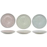 Bloomingville Speiseteller Bloomingville Patrizia Speiseteller Blue Steingut 3er Set