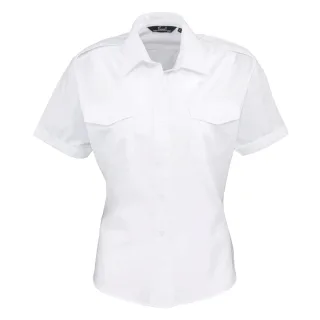 Premier - Pilotenhemd für Damen kurzärmlig (Weiß)