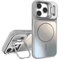 Wigento Handyhülle Für Apple iPhone 17 Pro Max AG Frosted TPU MagSafe Hülle Stand Silber, MagSafe, Kameraschutz, Standfunktion