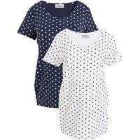 bonprix Umstandsshirt (Packung, 2-tlg) figurbetonte Passform, seitliche Raffungen, gepunktetes Design